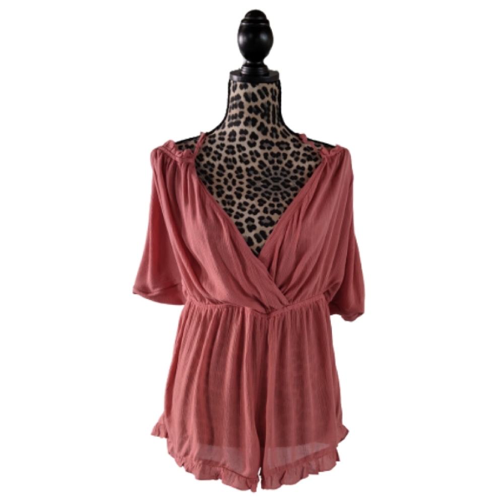 Topshop Women's Boho Coral Pink Romper Medium New With Tags